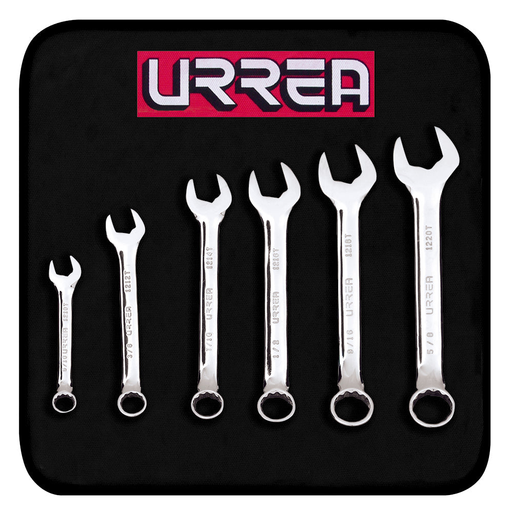 JUEGO LLAVES CORTAS COMBINADAS 5/16" A 5/8" (6PZAS) URREA 1200T6