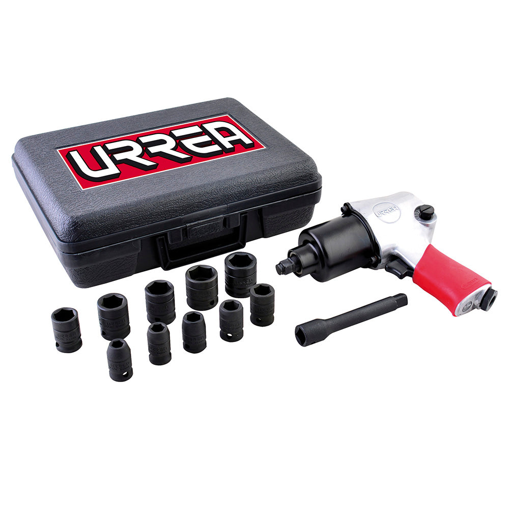 PISTOLA NEUMATICA 1/2" (JUEGO CON 13 PIEZAS) URREA UP731KM