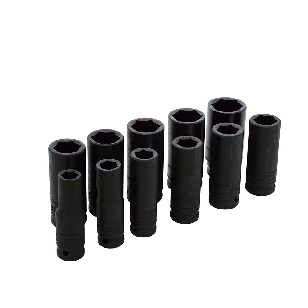 DADOS IMPACTO 1/2" (JUEGO 11PZ) 3/8 - 1-1/8" 6 PUNTAS LARGOS URREA 73112