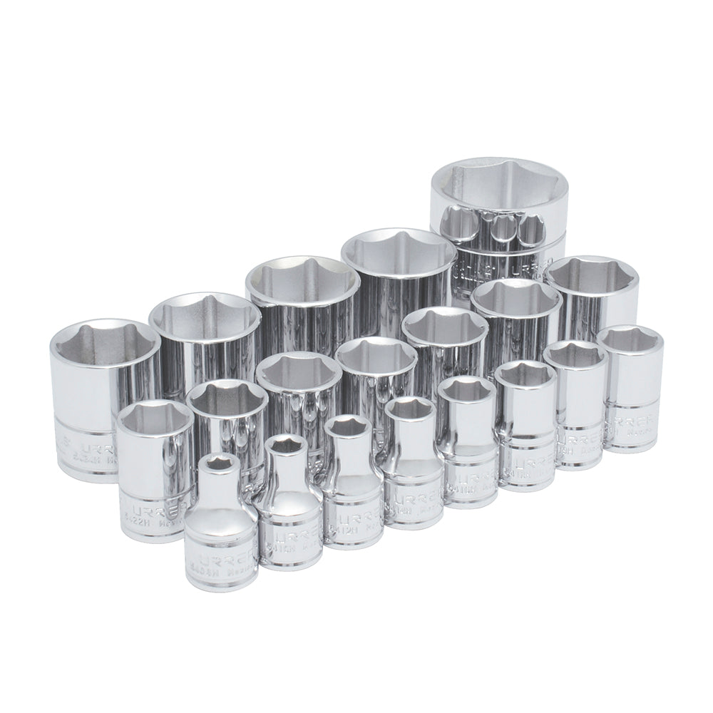 JUEGO DADOS 1/2" 6PUNTAS PULGADAS EN RIEL (20PZAS) URREA 54109