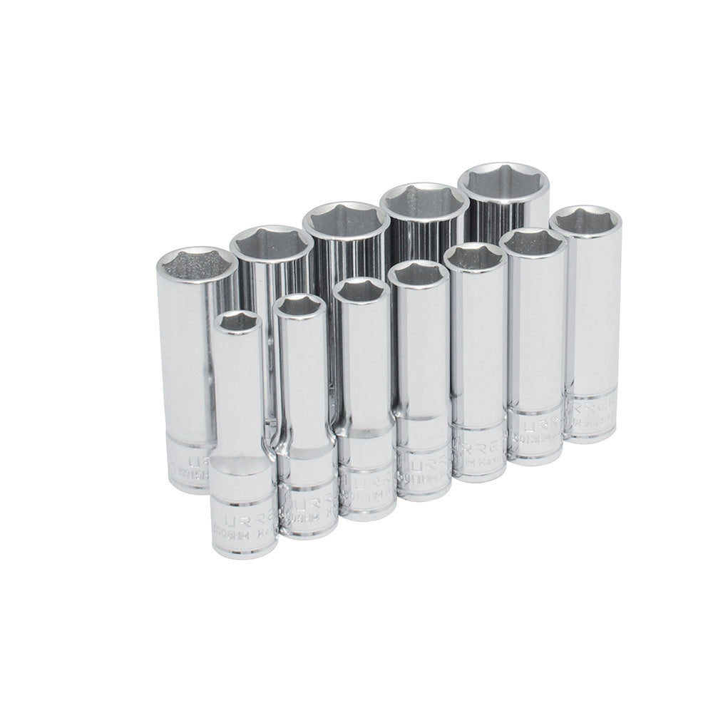 JUEGO DADOS 3/8" 6PUNTAS LARGOS MILIMETRICO (12PZAS) URREA 52205