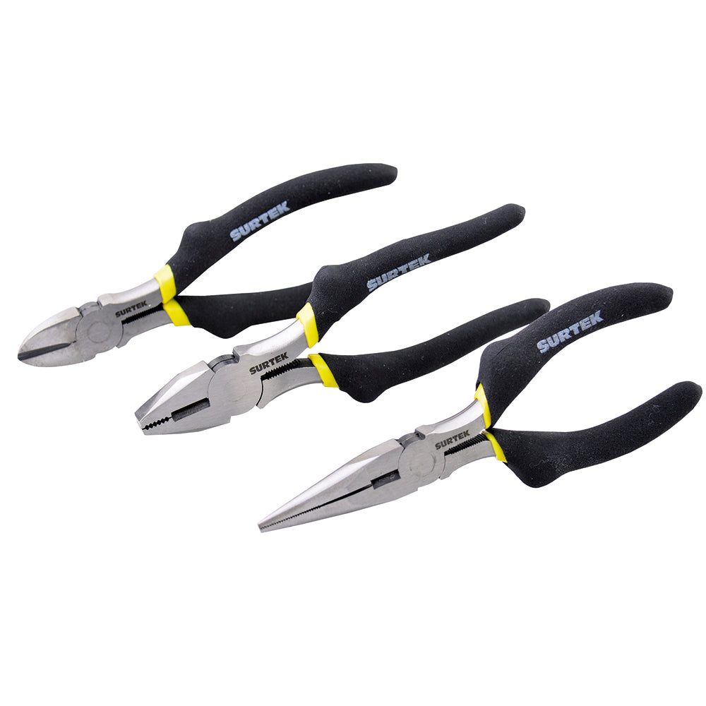 PINZAS PARA ELECTRICISTA (JUEGO 3PZ) MANGO DE VINIL SURTEK P01
