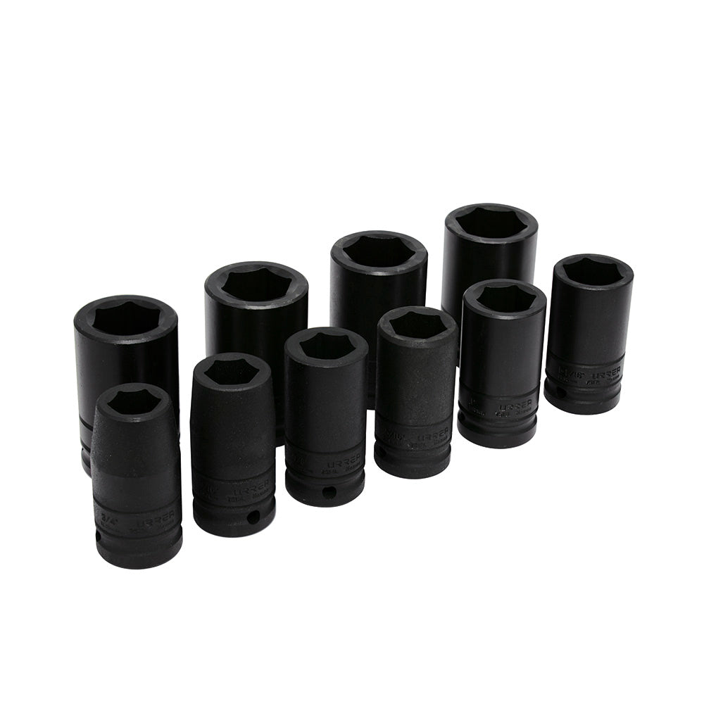 JUEGO DE 10 DADOS DE IMPACTO LARGO EN PULGADAS 3/4" URREA 750010L