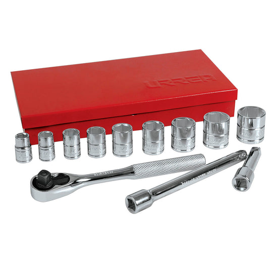 DADOS Y ACCESORIOS 3/8" (JUEGO 13PZ) 3/8 - 7/8" 6 PUNTAS URREA 52128