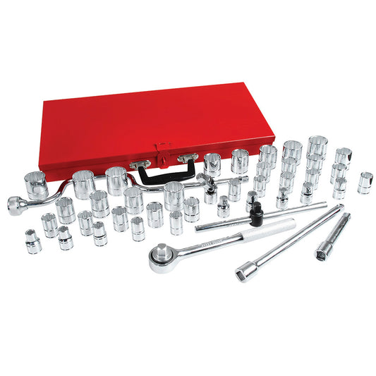 DADOS Y ACCESORIOS 1/2" (JUEGO 44PZ) 3/8 - 1-1/4" Y 10 - 32MM 12 PUNTAS URREA 5400SM
