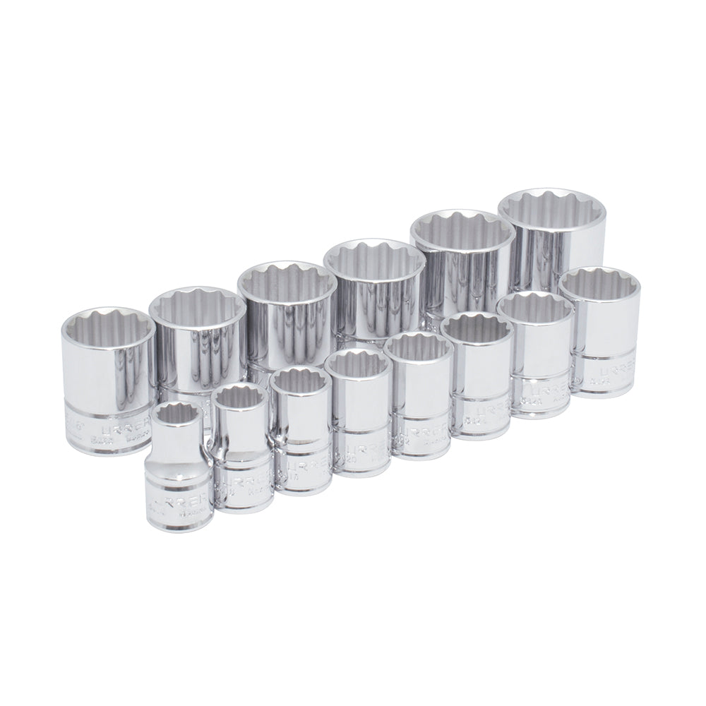 DADOS EN PULGADAS 1/2" (JUEGO 14PZ) 7/16 - 1-1/4" CAJA PLASTICA URREA 5400PA