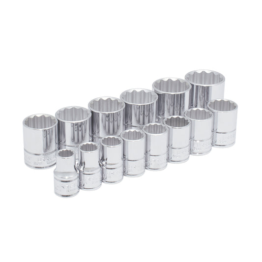 DADOS EN PULGADAS 1/2" (JUEGO 14PZ) 7/16 - 1-1/4" CAJA PLASTICA URREA 5400PA