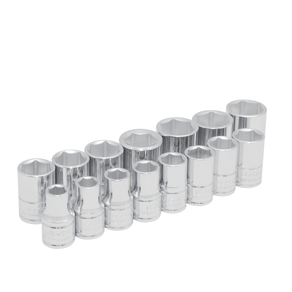 JUEGO DADOS 1/2" 6PUNTAS MILIMETRICOS (15PZAS) URREA 54205