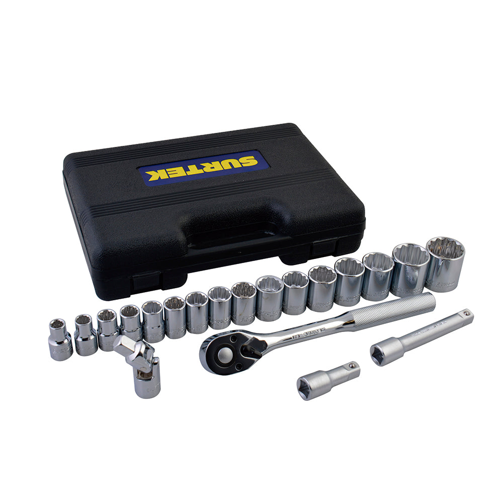 DADOS Y ACCESORIOS 1/2" (JUEGO 20PZ) 10 - 32MM (12 PUNTAS) SURTEK F5800BM