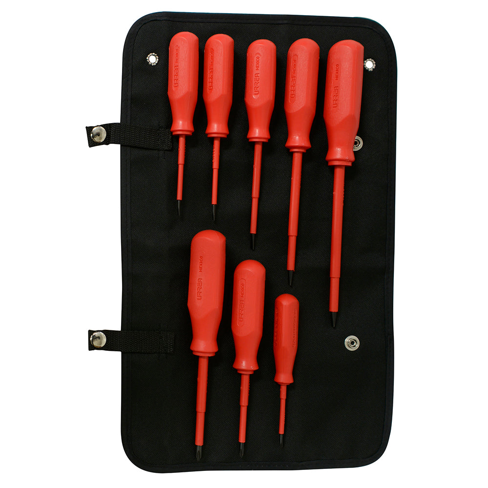 JUEGO DE 8 DESTORNILLADORES PARA 1000V COMBINADO URREA J9700V