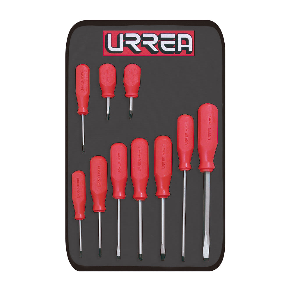 JUEGO DE 10 DESTORNILLADORES SERIE R COMBINADO URREA JBU03