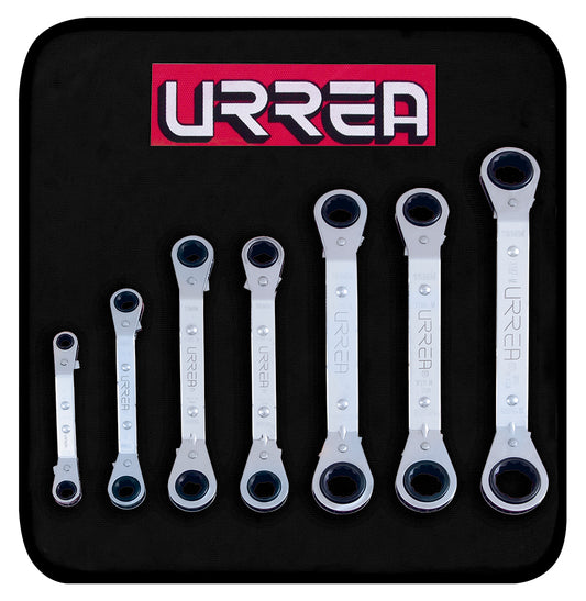 LLAVES DE ESTRIAS (JUEGO 7PZ) DE MATRACA ACODADAS METRICAS URREA 1180M