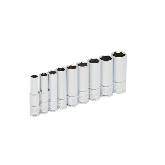 DADOS 1/4" (JUEGO 9PZ) 6 - 14MM 6 PUNTAS EN RIEL URREA 47202