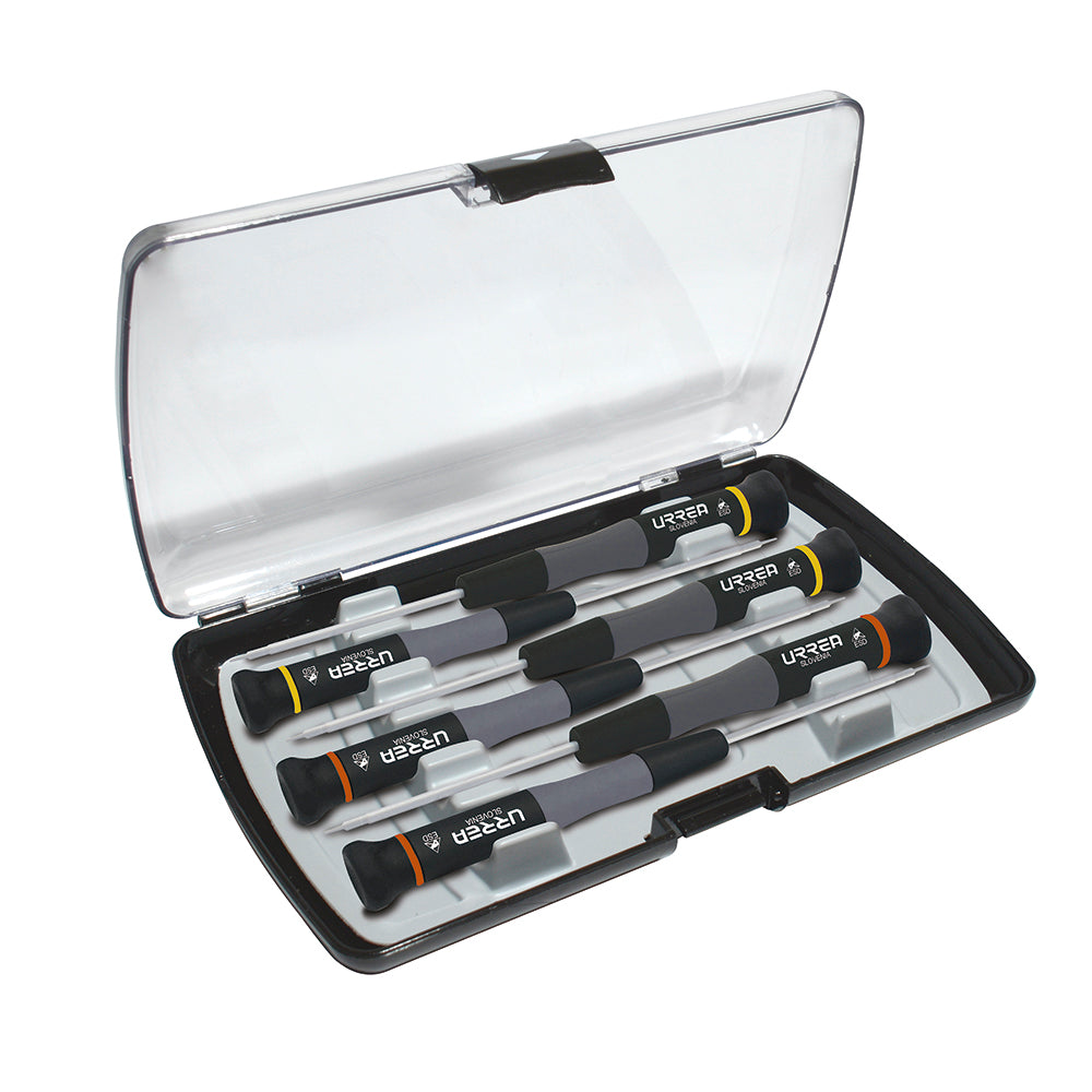 DESTORNILLADORES (JUEGO 6PZ) ESD PLANA Y PHILIPS CAJA PLASTICA URREA 9501BC