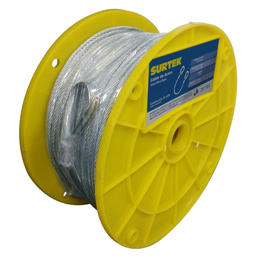 CABLE ACERO GALVANIZADO 7X19 (1/4") CARRETE DE 76 METROS CON GUARDACABOS SURTEK CA218  (M-A)