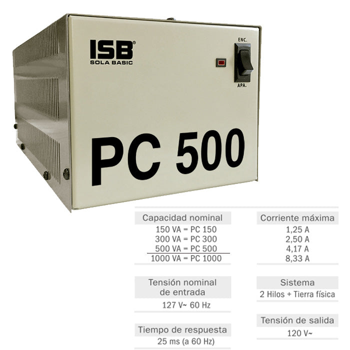 REGULADOR DE VOLTAJE 500 MONOFASICO 60Z 120V