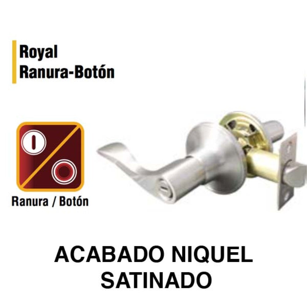 CERRADURA DE MANIJA ROYAL RANURA-BOTON NIQUEL SATINADO (CAJA) DEXTER 5817