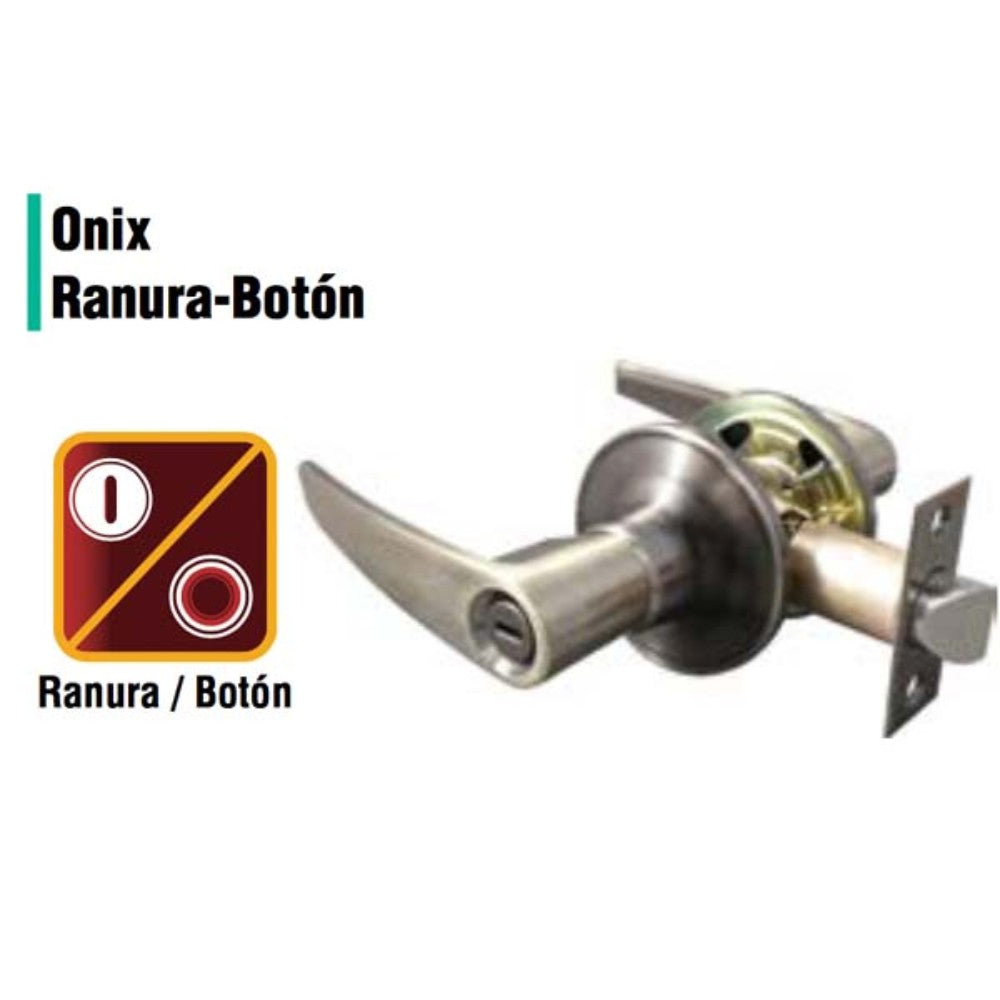 CERRADURA DE MANIJA ONIX RANURA-BOTON NIQUEL SATINADO (CAJA) DEXTER 5829