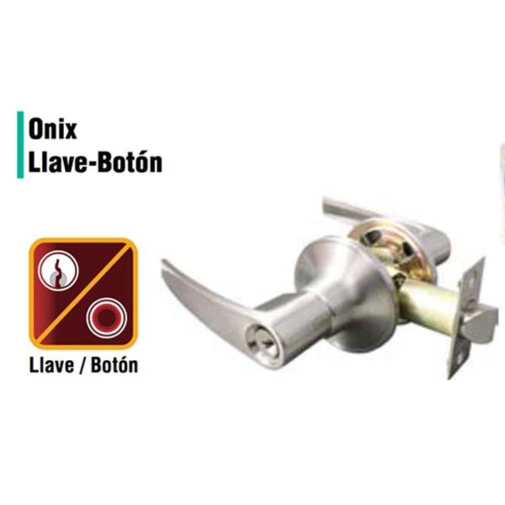 CERRADURA DE MANIJA ONIX LLAVE-BOTON LATON ANTIGUO (CAJA) DEXTER 5826