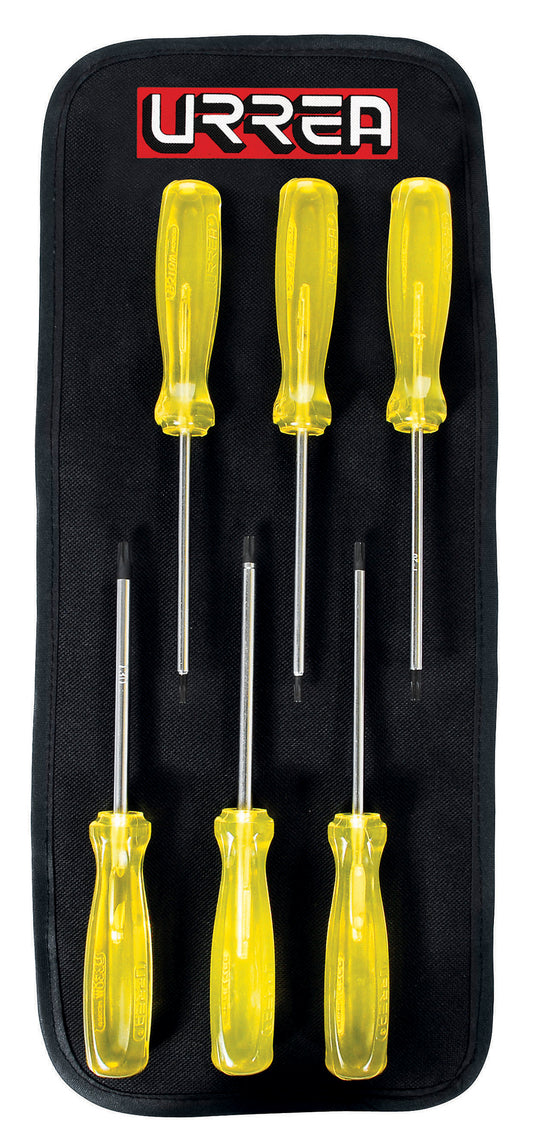 DESTORNILLADORES (JUEGO 6PZ) AMBAR PUNTA TORX 4" (T10 A T30) URREA 93W