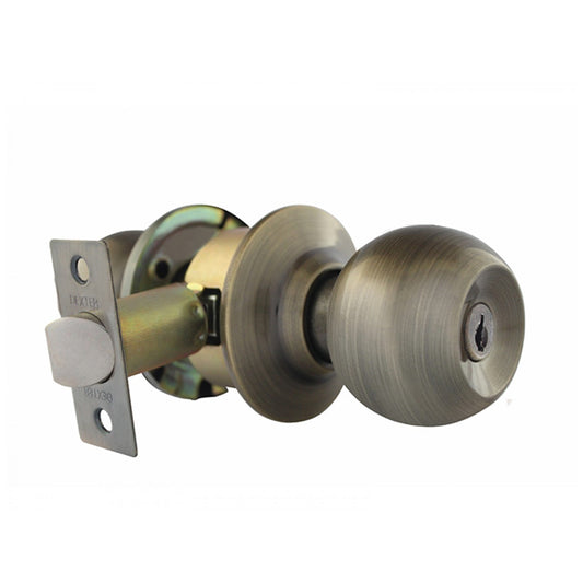 CERRADURA DE PERILLA BARZA LLAVE-BOTON LATON ANTIGUO (RECAMARA)(CAJA) DEXTER 6603