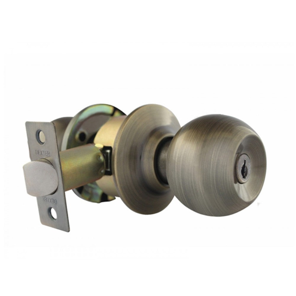 CERRADURA DE PERILLA BARZA LLAVE-BOTON LATON ANTIGUO (RECAMARA)(CAJA) DEXTER 6603