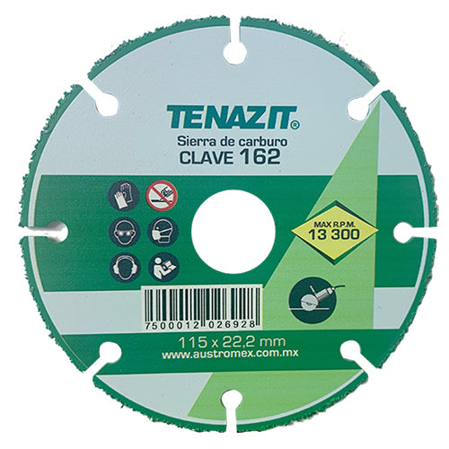 SIERRA CIRCULAR P/ MADERA 4-1/2" X 7/8 (ESMERILADORA) (CARBURO TUNGSTENO) TENAZIT 162