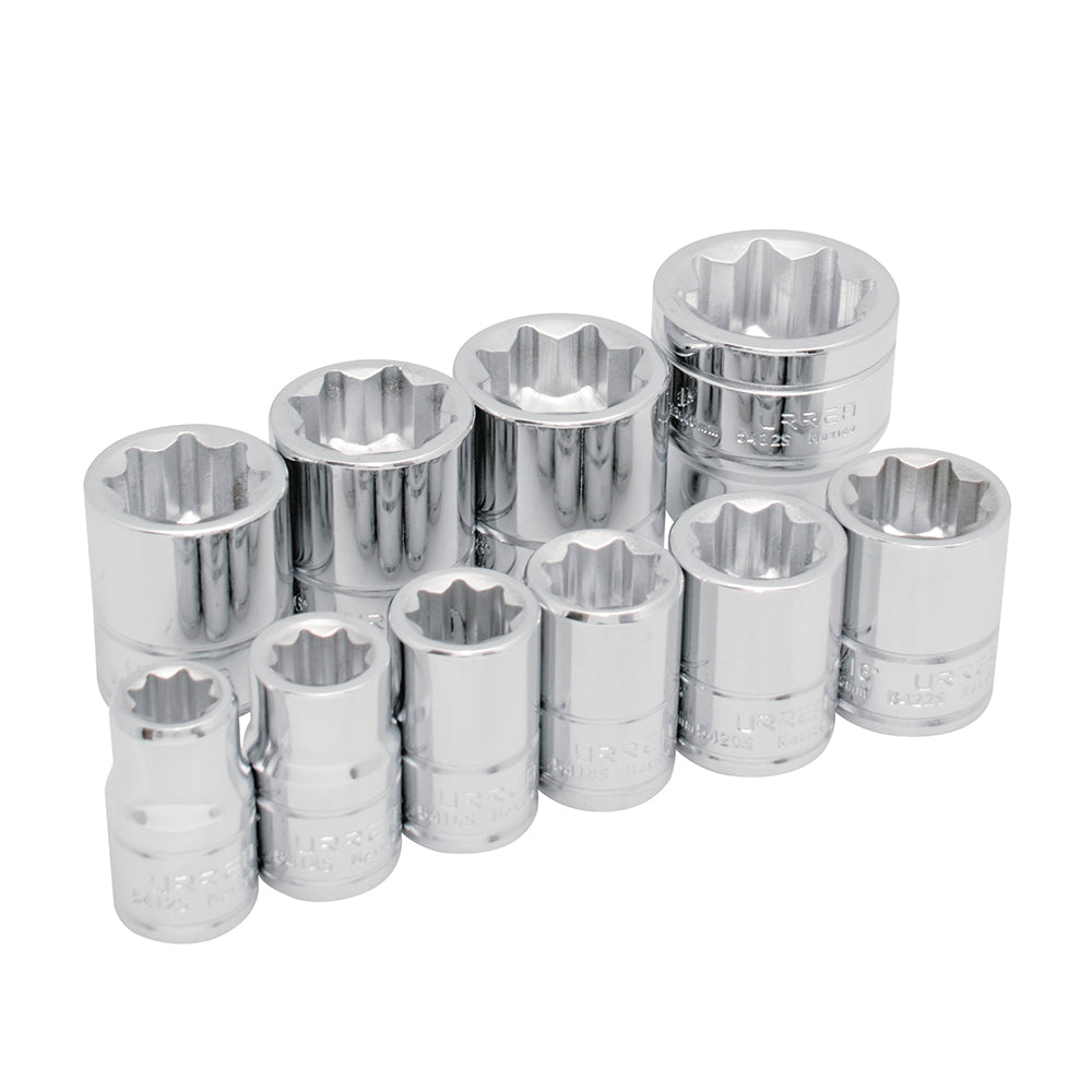 DADOS 1/2" (JUEGO 10PZ) 3/8 - 1" 8 PUNTAS URREA 54J8P
