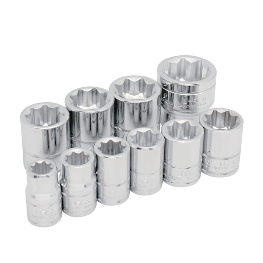 DADOS 1/2" (JUEGO 10PZ) 3/8 - 1" 8 PUNTAS URREA 54J8P