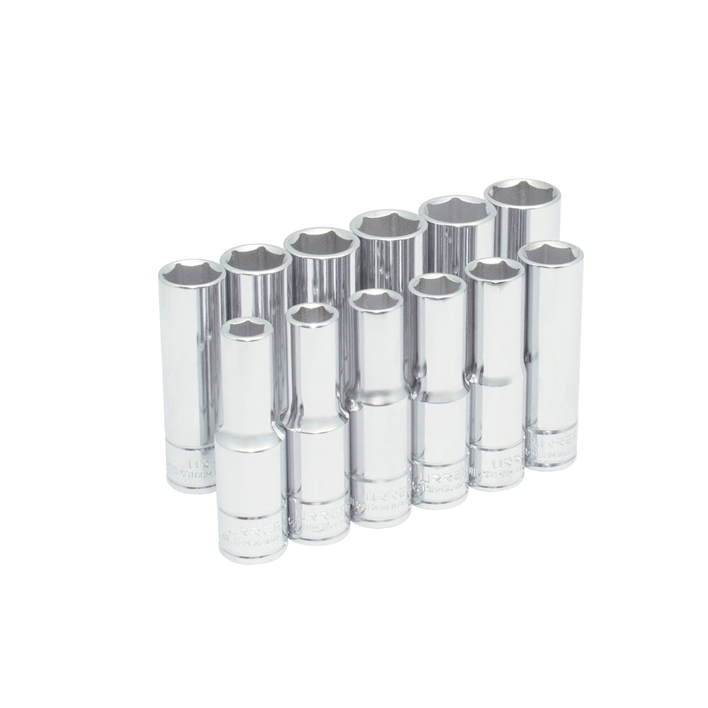 JUEGO DADOS 1/2" 6PUNTAS LARGOS MILIMETRICO (12PZAS) URREA 54204