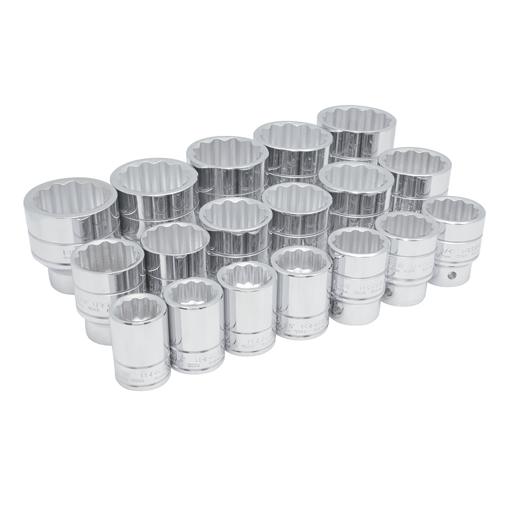 JUEGO DE 18 DADOS EN PULGADAS 3/4' URREA 55109
