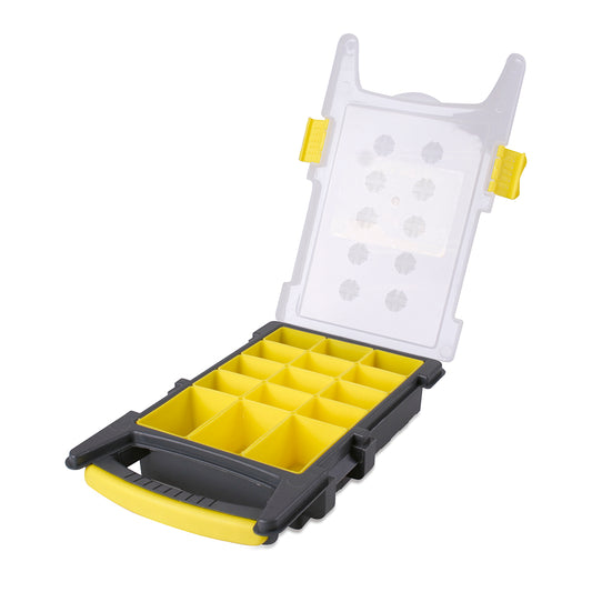 CAJA PORTAHERRAMIENTAS ORGANIZADORA PLAST. 8.5" (15 COMP) AMARILLA SURTEK 125010
