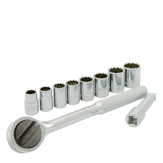 DADOS Y ACCESORIOS 3/8" (JUEGO 10PZ) 12PTAS MILIMETRICO SURTEK A02M