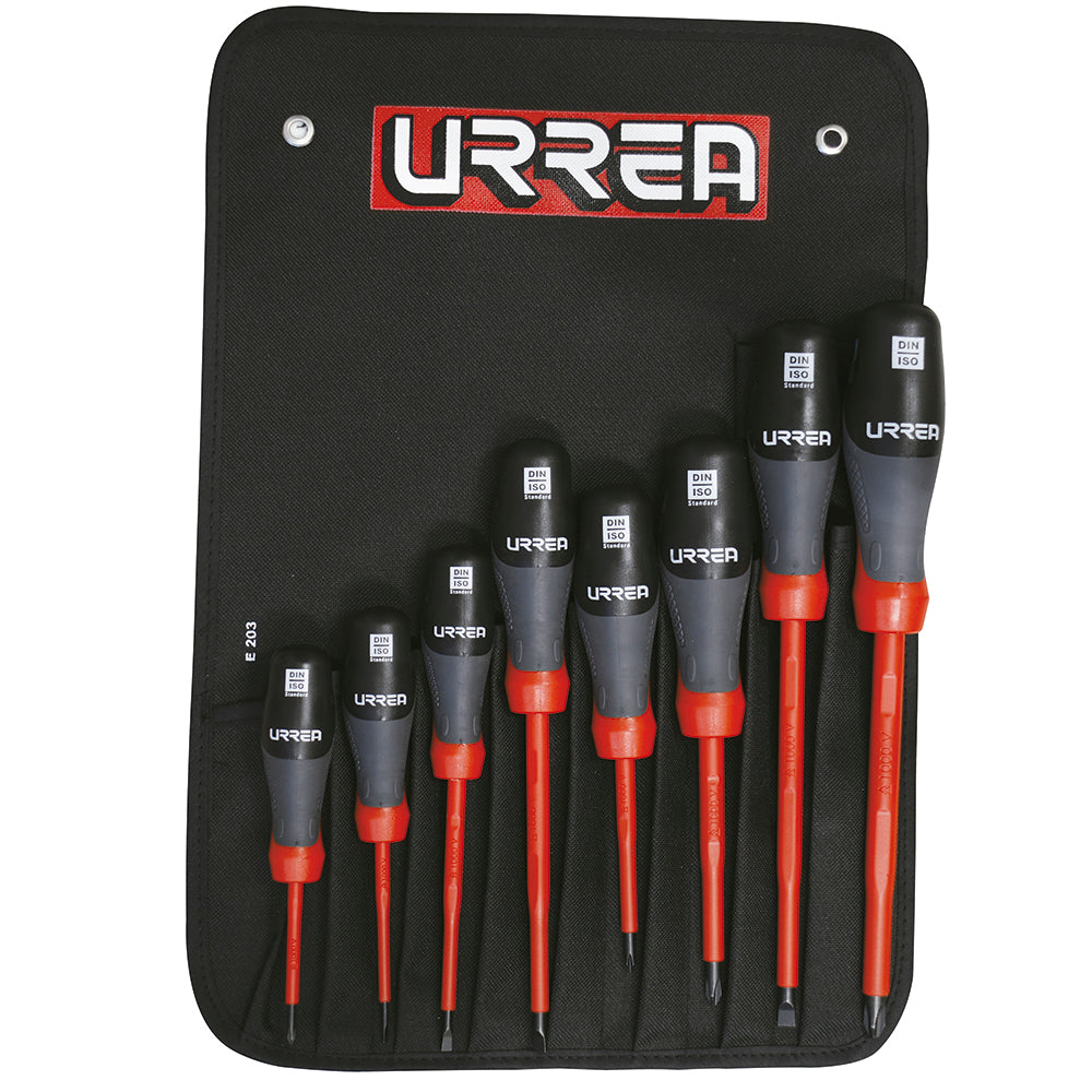 JUEGO DE 8 DESTORNILLADORES TRIMATERIALES PARA 1000V COMBINADO URREA 9700TA