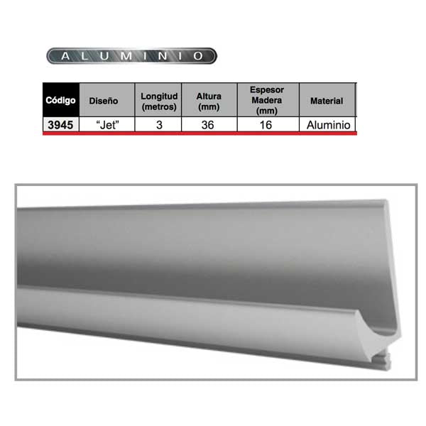 PERFIL JALADERA "JET" 3mts ALUMINIO HANDYHOME 3945
