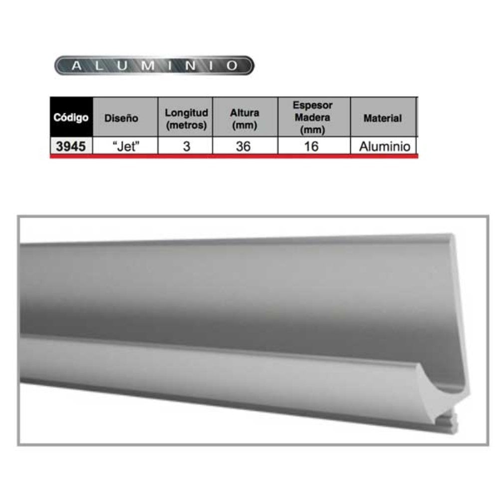 PERFIL JALADERA "JET" 3m ALUMINIO HANDYHOME 3945