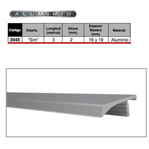 PERFIL JALADERA "SIM" 3mts ALUMINIO HANDYHOME 3948