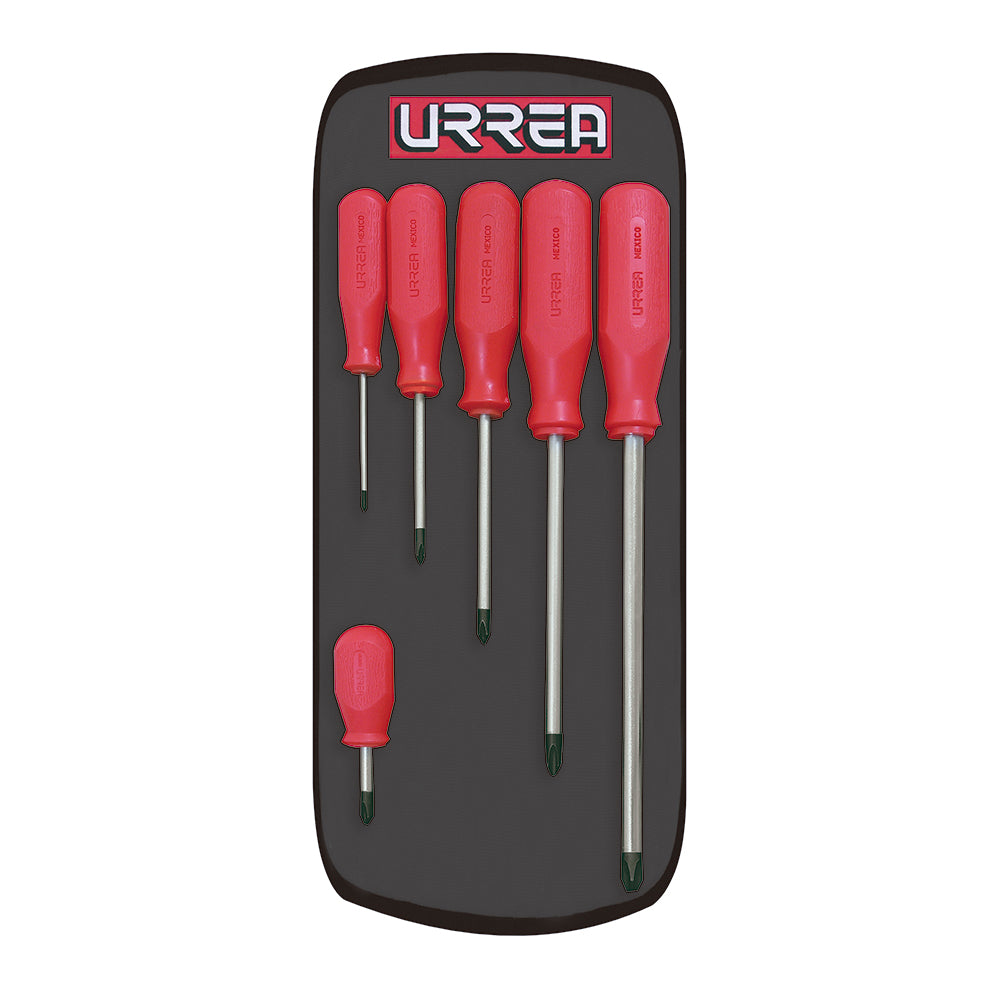 JUEGO DE 6 DESTORNILLADORES SERIE R PUNTA PHILLIPS® URREA 9600AR