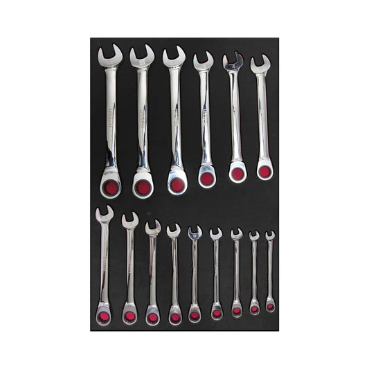 LLAVES COMBINADAS (JUEGO 15PZ) DE MATRACA METRICO URREA CH313