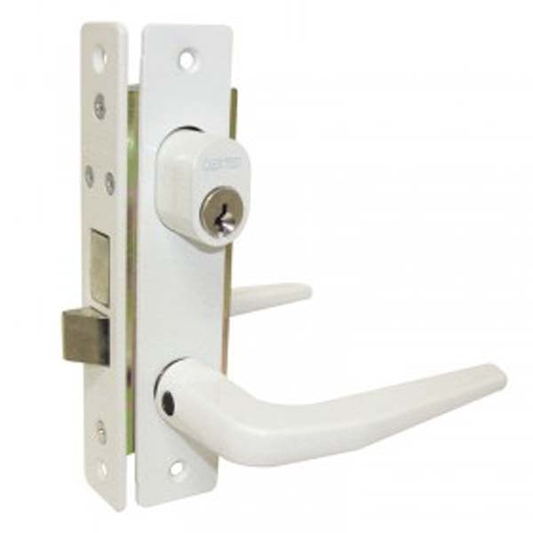 CERRADURA DE MANIJA SERIE 100 PARA ALUMINIO BLANCA DEXTER 2002