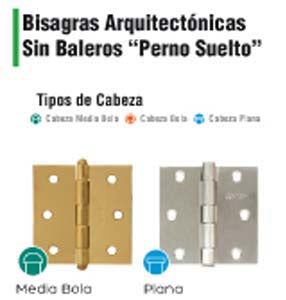 BISAGRA ARQ ACERO INOXIDABLE 2-1/2 X 2-1/2 GRUESO 1.6mm (PUERTA 30kg) DEXTER 7206
