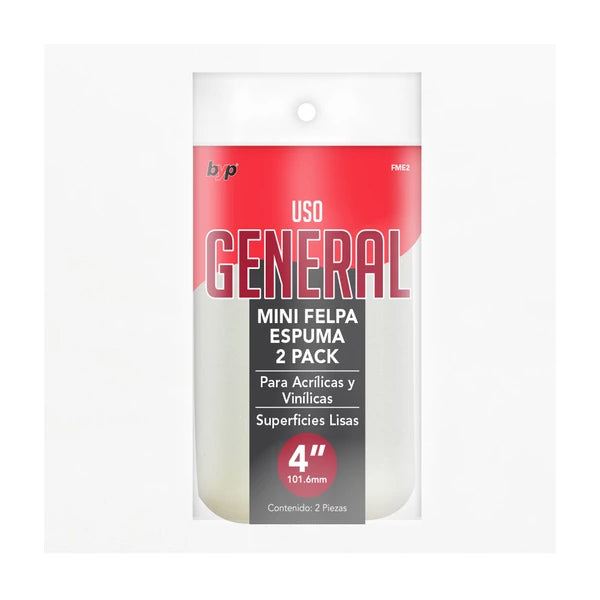 FELPA PARA MINI RODILLO ESPUMA 4" SUPERFICIE LISA (2 PIEZAS) BYP FME2