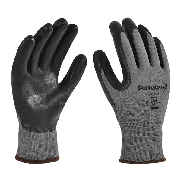 GUANTE NYLON GRIS NITRILO ESPUMADO TALLA #9 DERMACARE 51-810-9