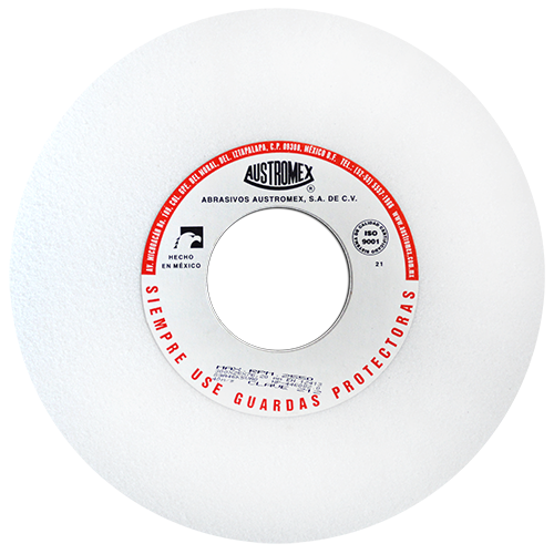 RUEDA ABRASIVA BLANCA 12" X 1" X 3" GRADO 46 MEDIO (AFILADO) AUSTROMEX 212