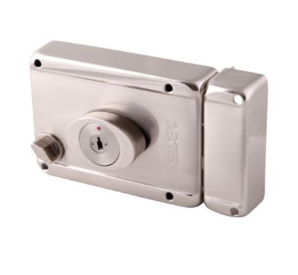 CERRADURA SOBREPONER AUTOMATICA 2 BARRAS LLAVE ALTA SEGURIDAD NIQUEL SATINADO DEXTER 6772