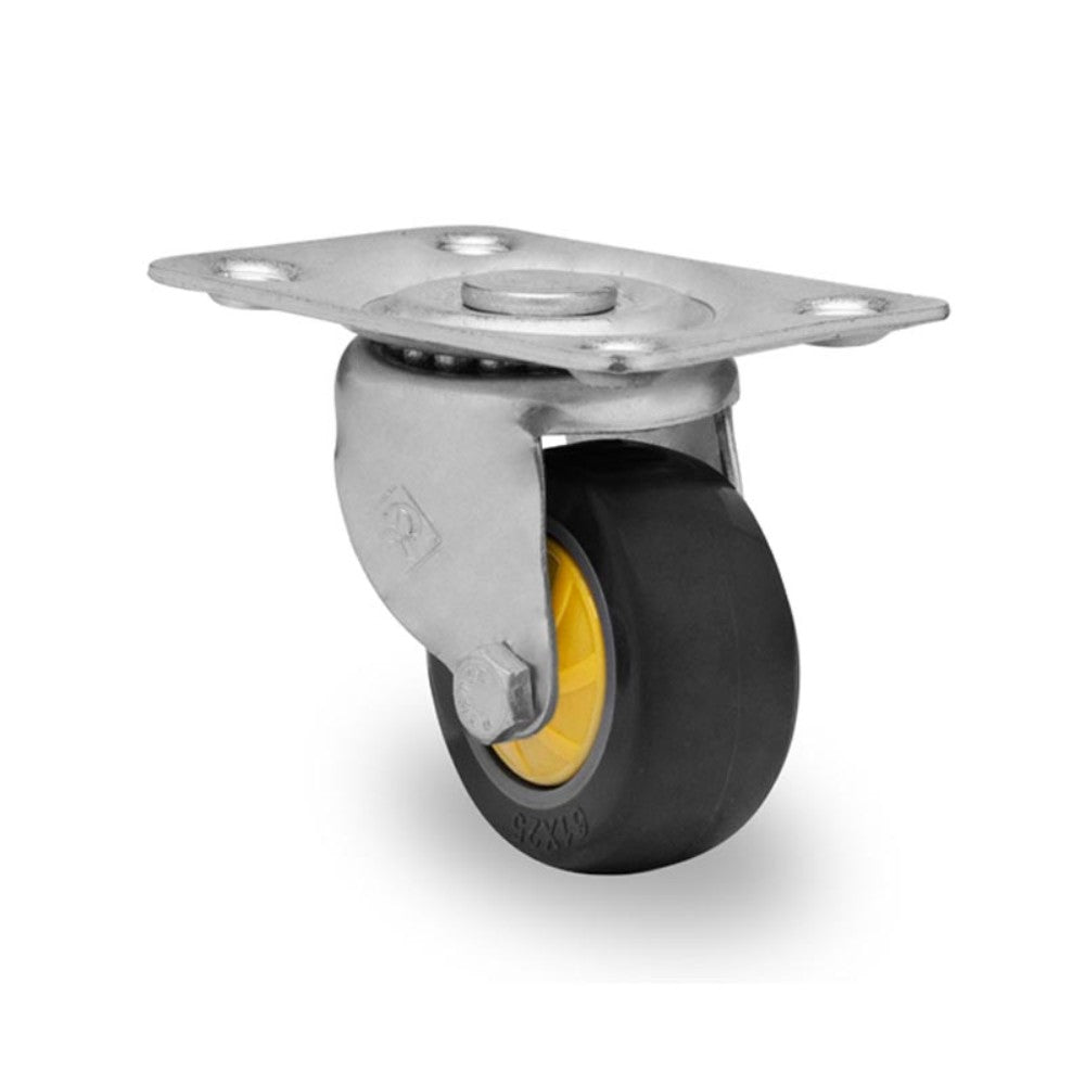 RODAJA INDUSTRIAL 2-1/2" POLIURETANO PLACA GIRATORIA  BALERO HIP64PGGA 55kg