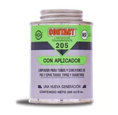 LIMPIADOR PVC/CPVC TRANSPARENTE 8OZ 240ml CONTACT 205 Z-20502 ES66197-20512