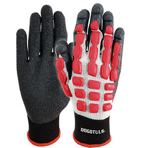 GUANTE ANTI IMPACTO CON LATEX NEGRO CON ROJO DOGO HW3051