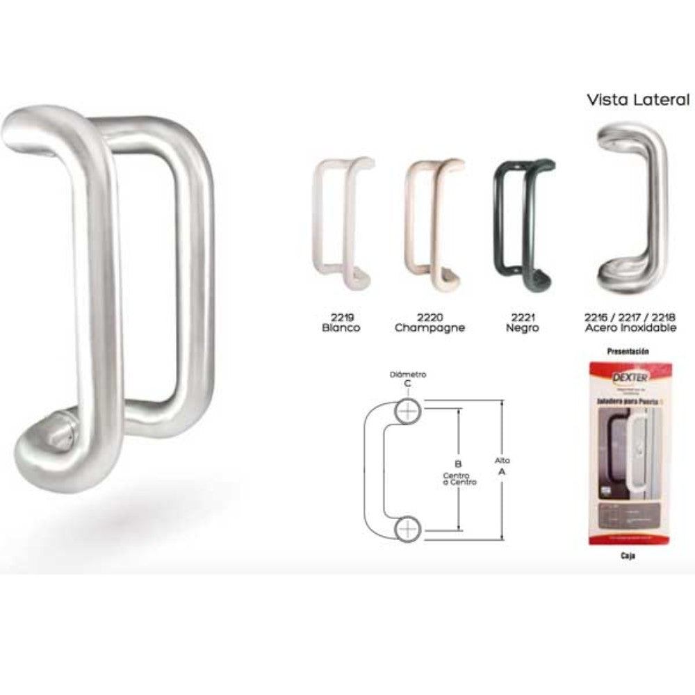 JALADERA "D" 30cm X 25mm X 275mm ENTRE TORNILLOS ACERO INOX DEXTER 2218