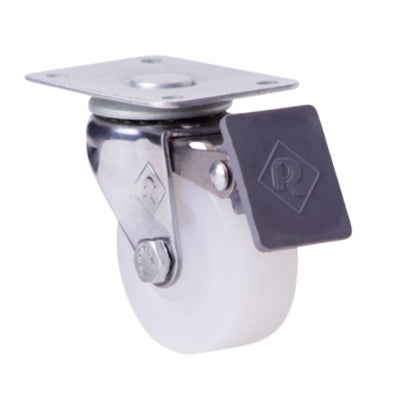 RODAJA 2" POLIETILENO PLACA GIRA Y FRENO INOX HT515FRPOLG 30kg